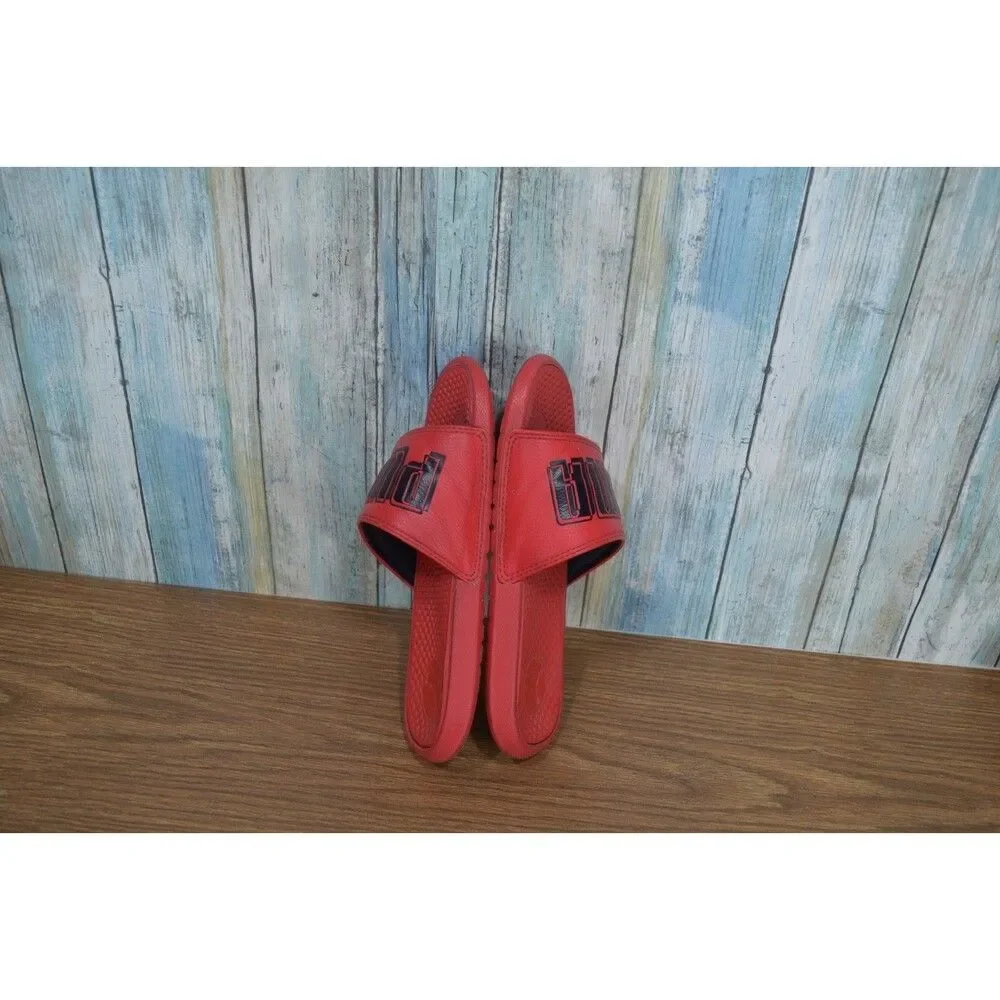 PUMA Kids Slides Sandals Youth Size 2C Red Black Logo Cool Cat High Risk Red